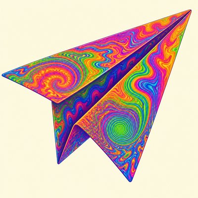 a paper plane, clean minimal composition on a plain background, no text