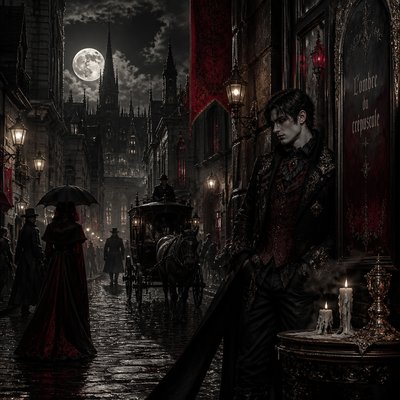 urban street with city activity — Vampirecore Aesthetic