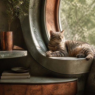 a cat lounging in a sunlit window