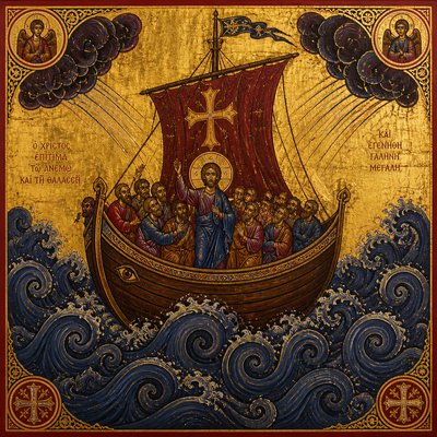 sailing ship on a stormy sea