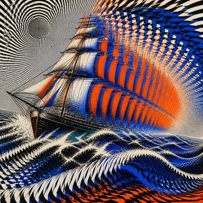 sailing ship on a stormy sea
