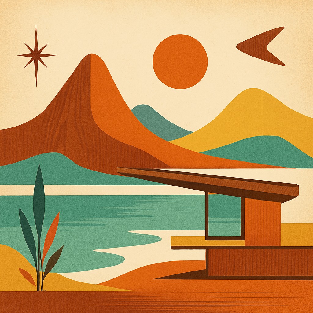 serene landscape with mountains and water