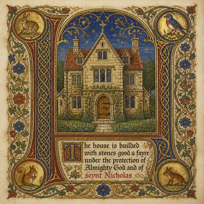 house with front view — Illuminated Manuscript Art Style