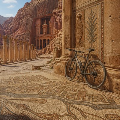 bicyle resting against a wall