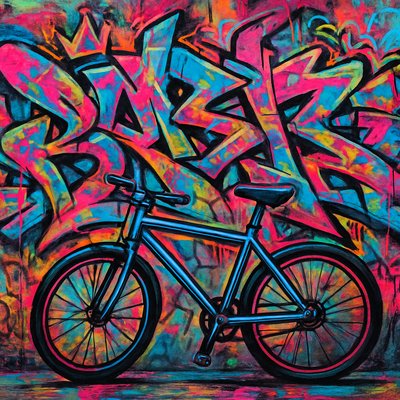 bicyle resting against a wall