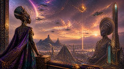 sweeping panoramic landscape with a dramatic sky