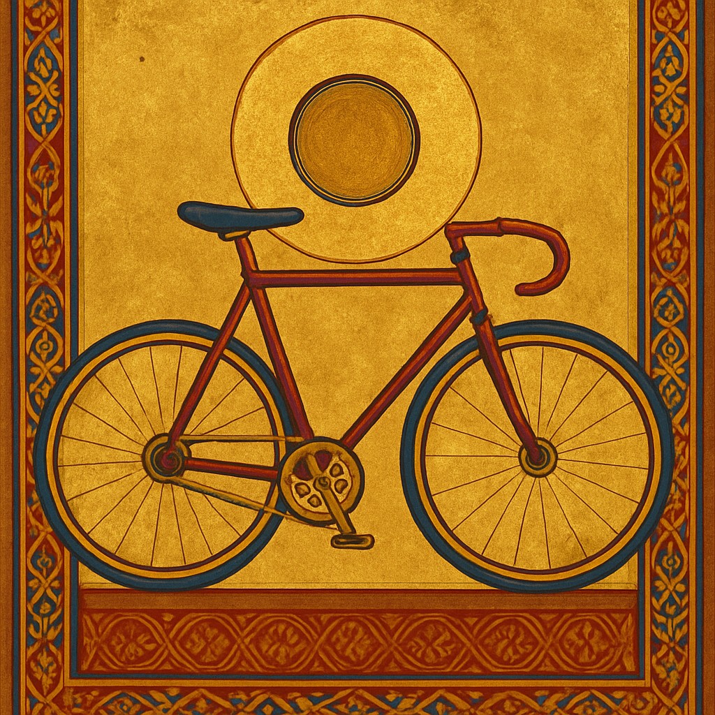bicyle resting against a wall