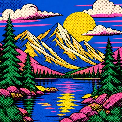 wide landscape with natural scenery — Pop Art Still Life Art Style
