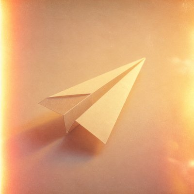 a paper plane, clean minimal composition on a plain background, no text