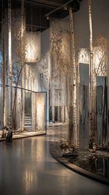 a serene birch forest in soft morning light, no people, no text