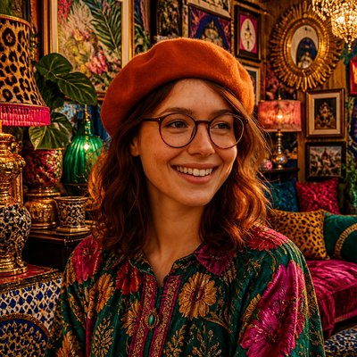 Maximalist Interior Design Style Transfer Example