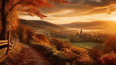 sweeping panoramic landscape with a dramatic sky