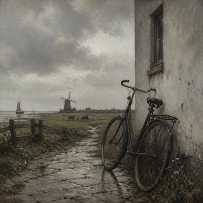 bicyle resting against a wall — The Hague Art Style