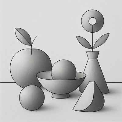 still life arrangement of fruits and flowers