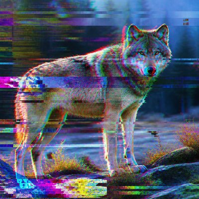 animal standing in natural pose — Glitch Art Style