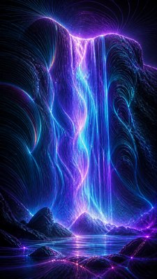 towering waterfall cascading down a cliff