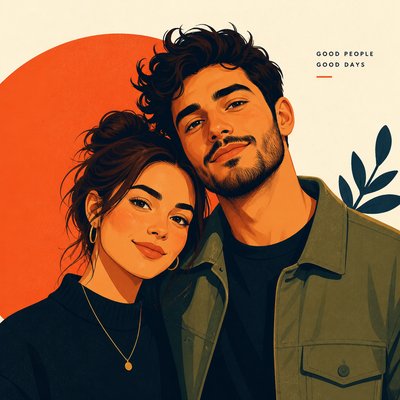 portrait of two people together — Digital Illustration Portrait Style