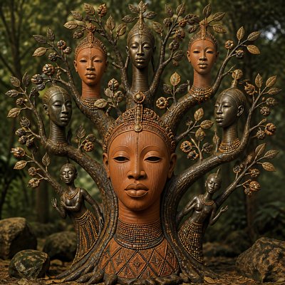 a tree in nature — Ife Art Style