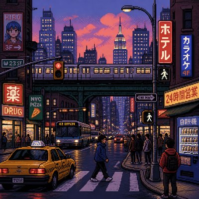 urban street with city activity