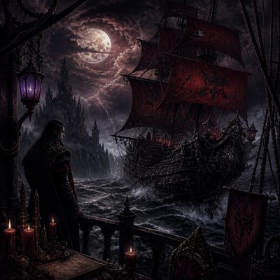 sailing ship on a stormy sea