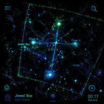 a picture of a star field with a cross on it