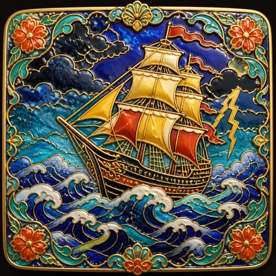 sailing ship on a stormy sea