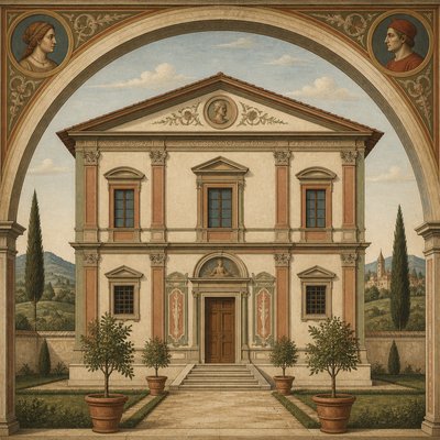 house with front view — Florentine Renaissance Art Style