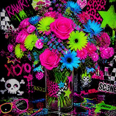 bouquet of flowers in a glass vase