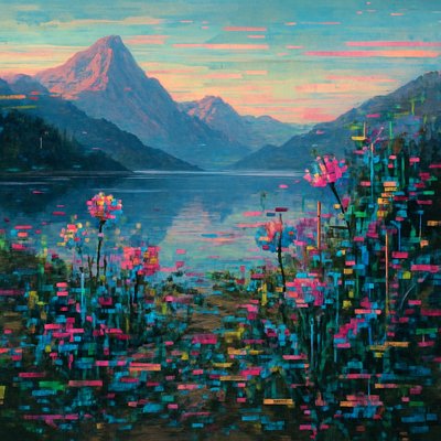 serene landscape with mountains and water