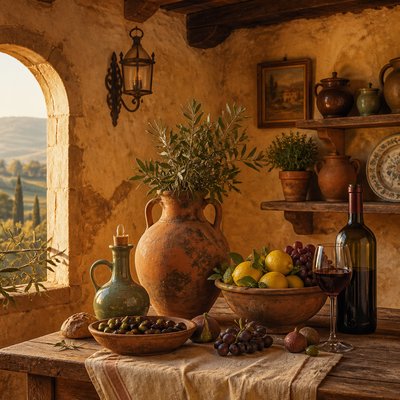 still life with everyday objects — Tuscan Interior Design