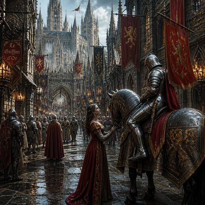 urban street with city activity — Knightcore Aesthetic