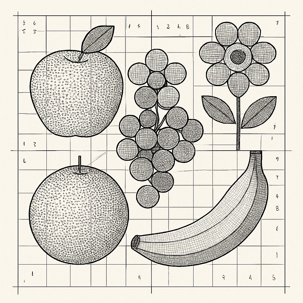 still life arrangement of fruits and flowers