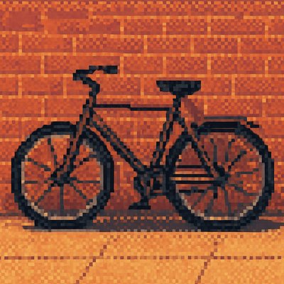 bicyle resting against a wall