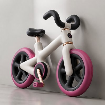 bicyle resting against a wall
