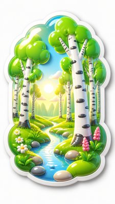 a serene birch forest in soft morning light, no people, no text