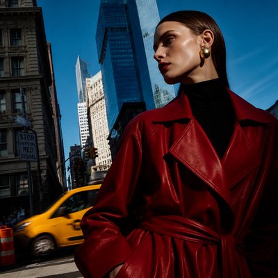 urban street with city activity — High Fashion Photography Style