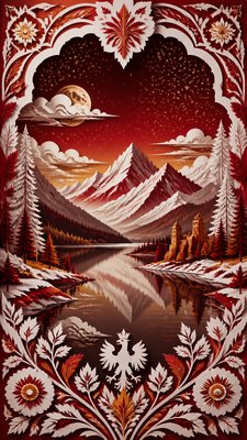 a tranquil mountain lake beneath a starry night sky, no people, no text