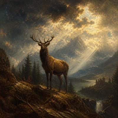 animal standing in natural pose — Romantic Landscape Art Style