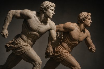 two ancient greek athletes running