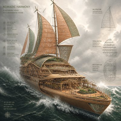 sailing ship on a stormy sea
