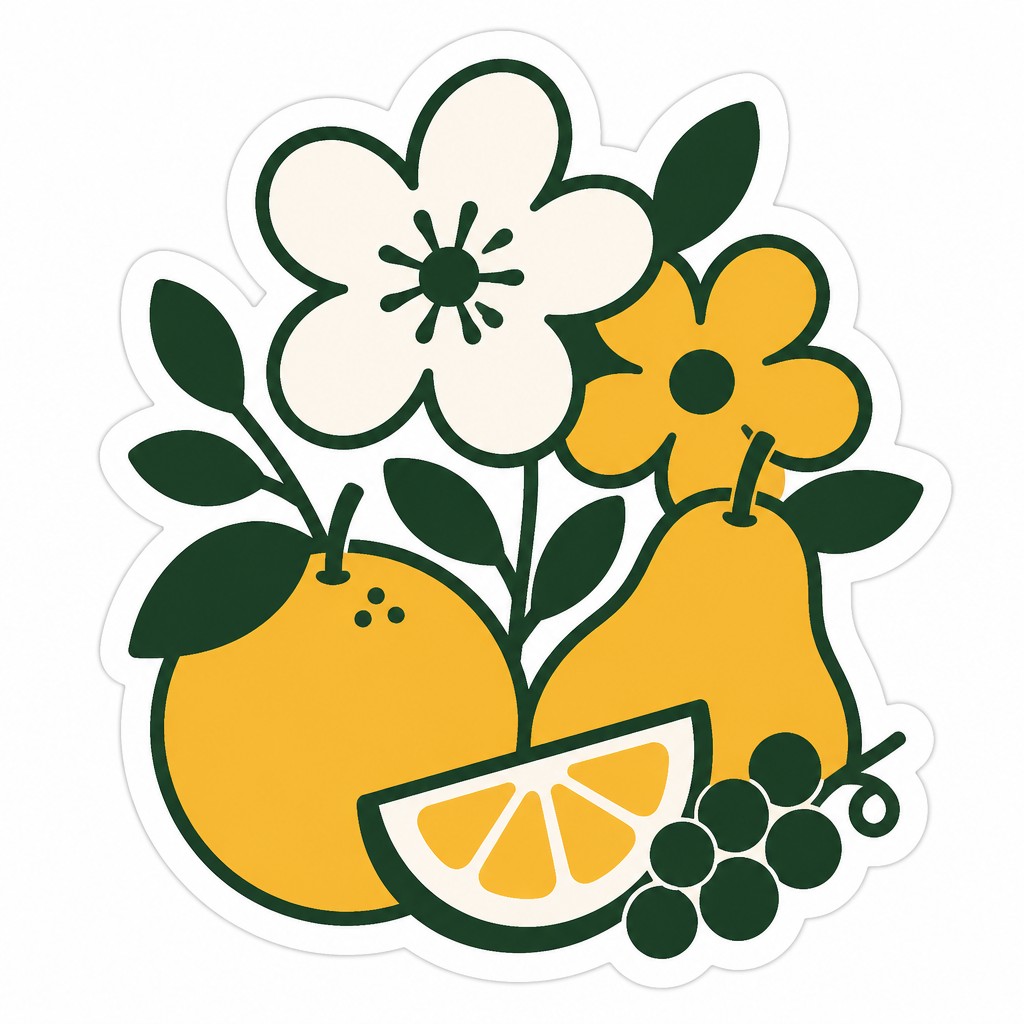 still life arrangement of fruits and flowers