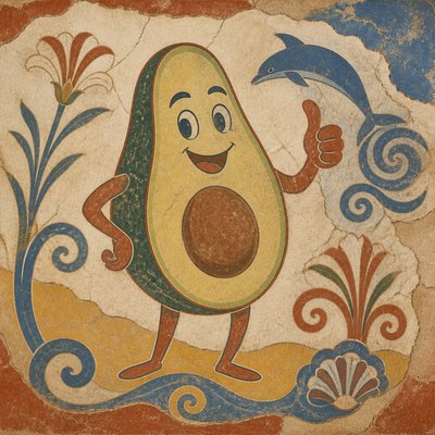 a happy avocado character giving a thumbs up, bold readable design on a plain background, no text
