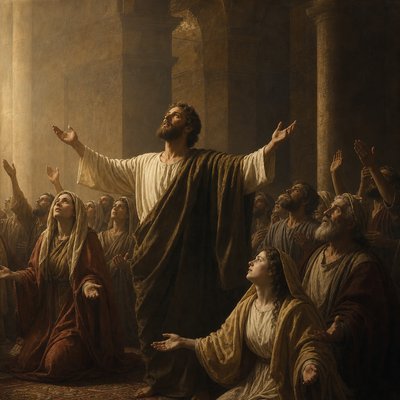 early Christians praying with outstretched arms