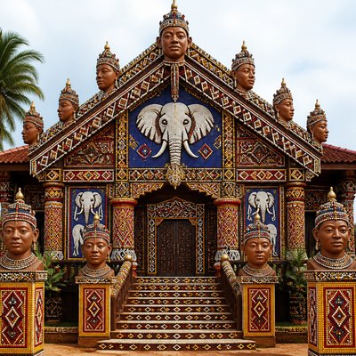 house with front view — Cameroonian Art Style