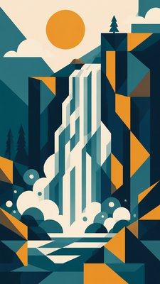 towering waterfall cascading down a cliff