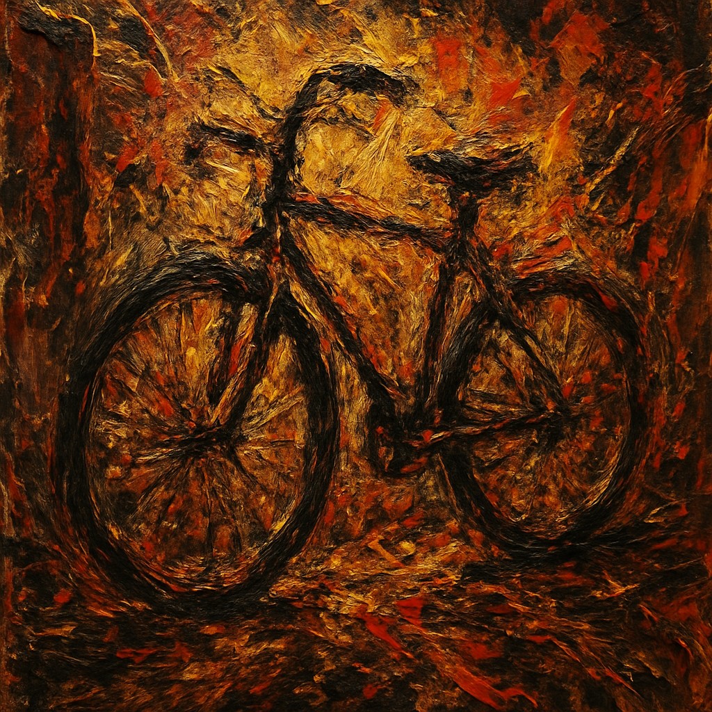 bicyle resting against a wall