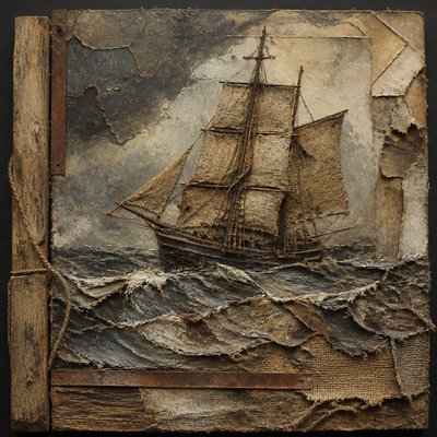 sailing ship on a stormy sea
