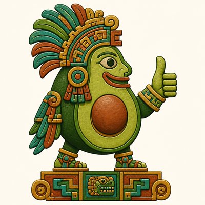 a happy avocado character giving a thumbs up, bold readable design on a plain background, no text