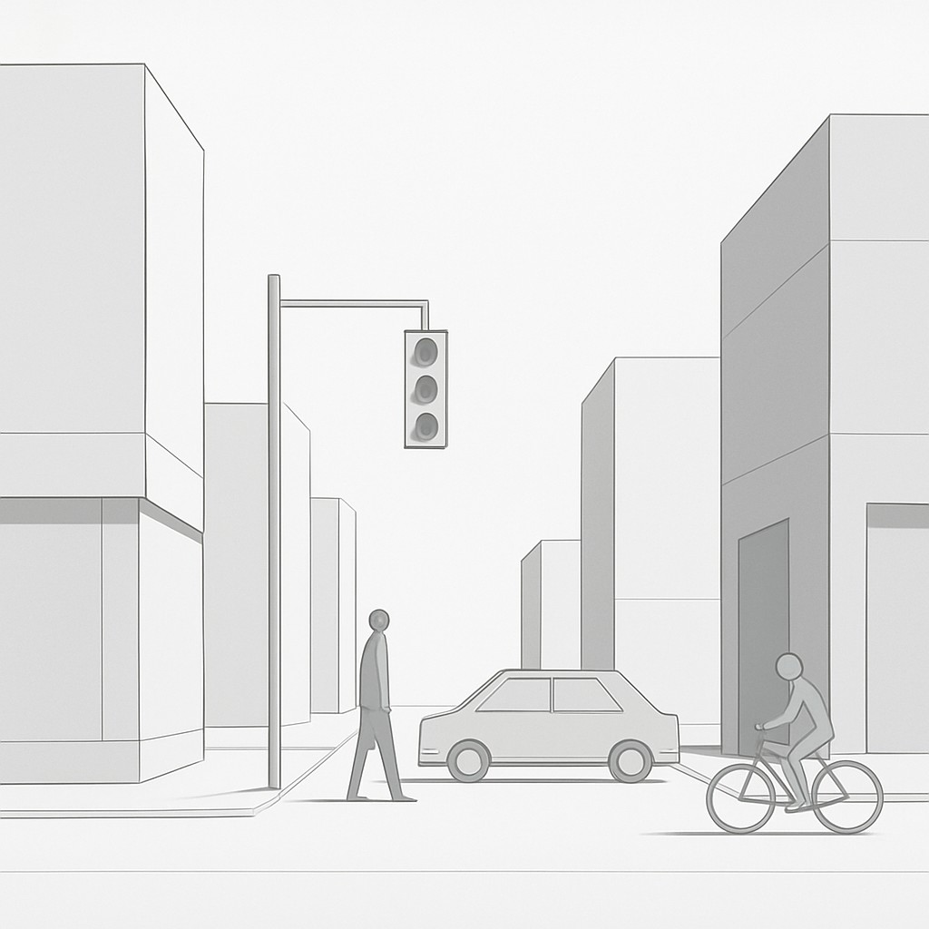 urban street with city activity