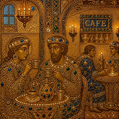 cozy cafe interior with warm lighting